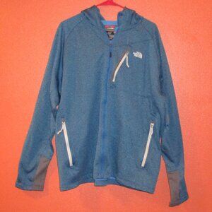North Face Men XX Large Blue Gray Full Zip Pockets Long Sleeve Hooded Jacket